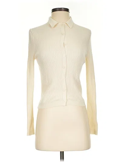 Pre-owned Uniqlo Long Sleeve Blouse In Ivory