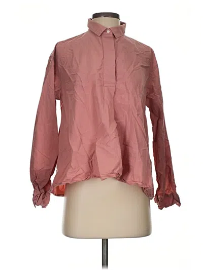Pre-owned Uniqlo Long Sleeve Blouse In Pink
