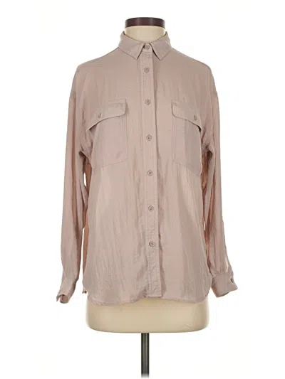 Pre-owned Uniqlo Long Sleeve Blouse In Tan