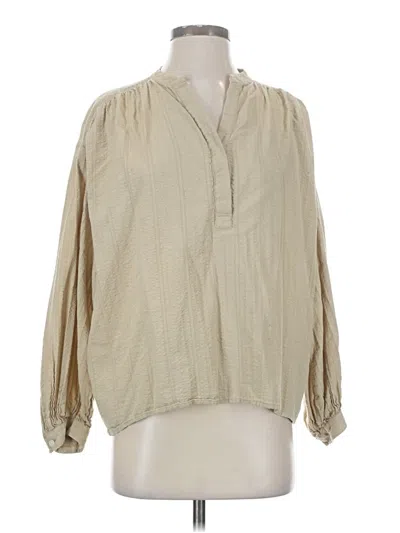 Pre-owned Uniqlo Long Sleeve Blouse In Tan