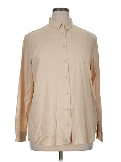 Pre-owned Uniqlo Long Sleeve Blouse In Tan