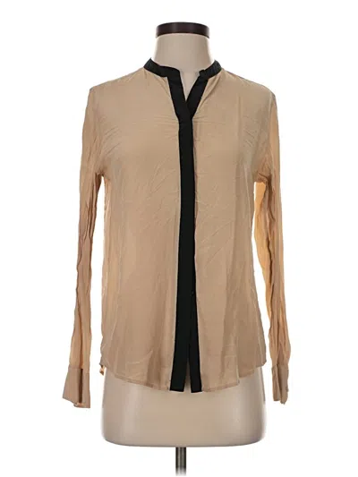 Pre-owned Uniqlo Long Sleeve Blouse In Tan