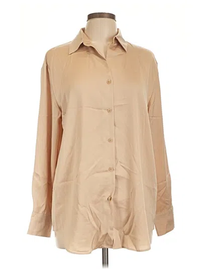 Pre-owned Uniqlo Long Sleeve Blouse In Tan