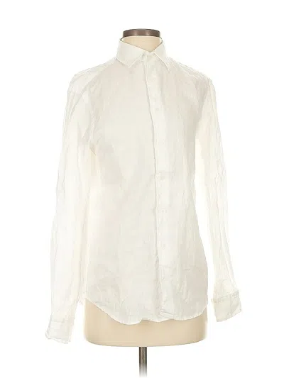 Pre-owned Uniqlo Long Sleeve Blouse In White