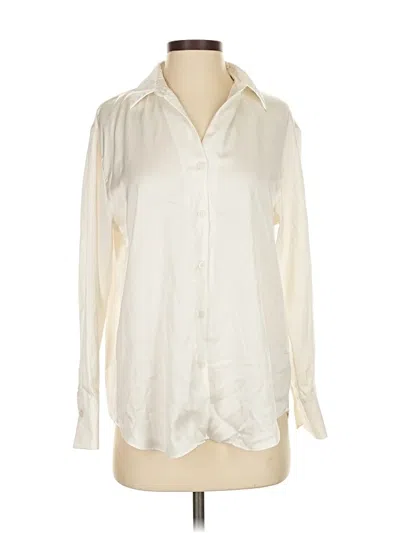 Pre-owned Uniqlo Long Sleeve Blouse In White