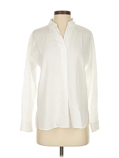 Pre-owned Uniqlo Long Sleeve Blouse In White