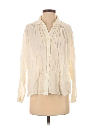 Pre-owned Uniqlo Long Sleeve Blouse In White