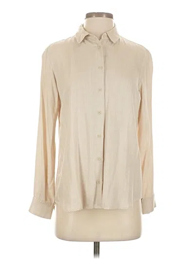 Pre-owned Uniqlo Long Sleeve Blouse In White