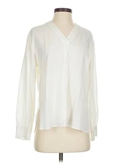Pre-owned Uniqlo Long Sleeve Blouse In White