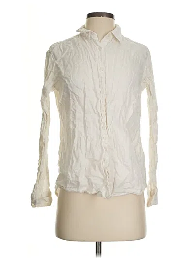 Pre-owned Uniqlo Long Sleeve Blouse In White