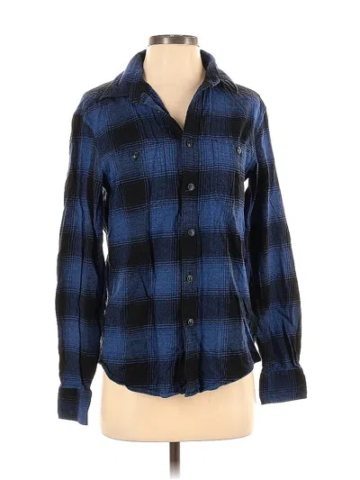 Pre-owned Uniqlo Long Sleeve Button Down Shirt In Blue