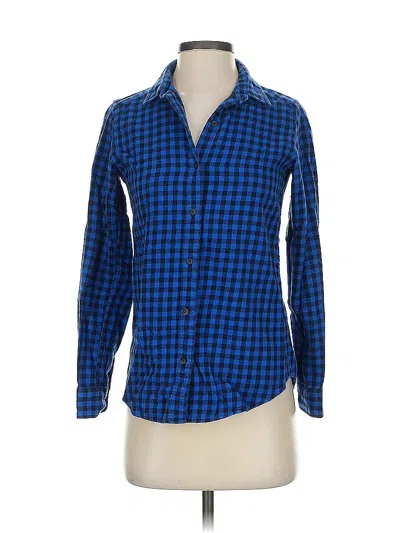 Pre-owned Uniqlo Long Sleeve Button Down Shirt In Blue