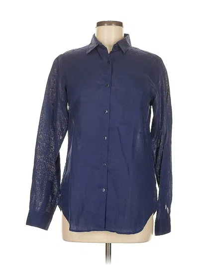 Pre-owned Uniqlo Long Sleeve Button Down Shirt In Blue