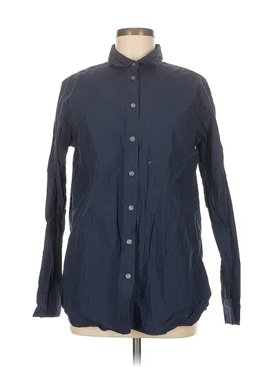 Pre-owned Uniqlo Long Sleeve Button Down Shirt In Blue