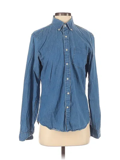 Pre-owned Uniqlo Long Sleeve Button Down Shirt In Blue