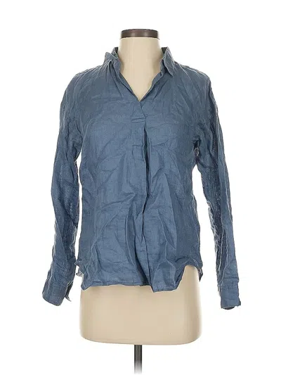 Pre-owned Uniqlo Long Sleeve Button Down Shirt In Blue