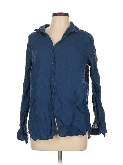 Pre-owned Uniqlo Long Sleeve Button Down Shirt In Blue
