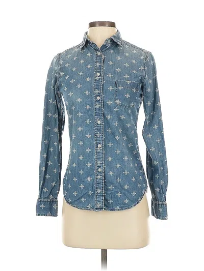 Pre-owned Uniqlo Long Sleeve Button Down Shirt In Blue