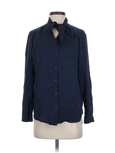 Pre-owned Uniqlo Long Sleeve Button Down Shirt In Blue