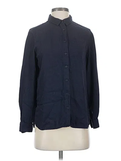 Pre-owned Uniqlo Long Sleeve Button Down Shirt In Blue