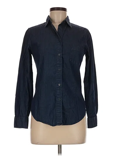 Pre-owned Uniqlo Long Sleeve Button Down Shirt In Blue