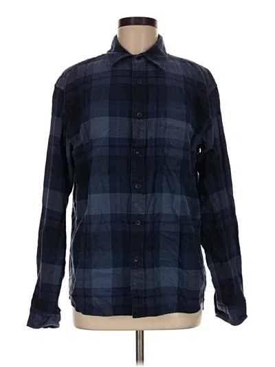 Pre-owned Uniqlo Long Sleeve Button Down Shirt In Blue