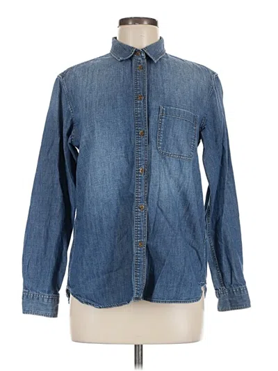 Pre-owned Uniqlo Long Sleeve Button Down Shirt In Blue