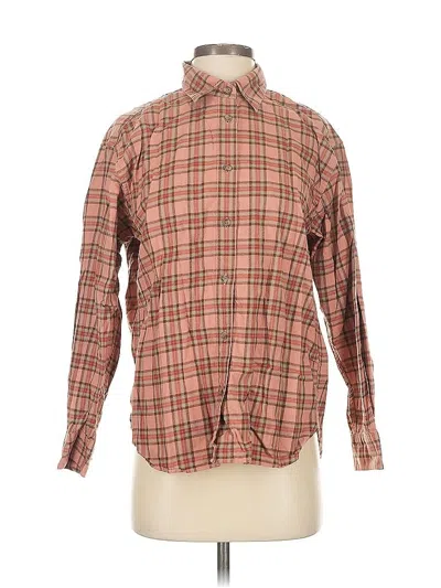 Pre-owned Uniqlo Long Sleeve Button Down Shirt In Brown