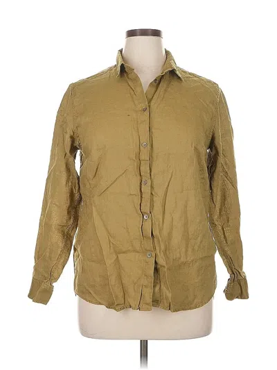 Pre-owned Uniqlo Long Sleeve Button Down Shirt In Brown