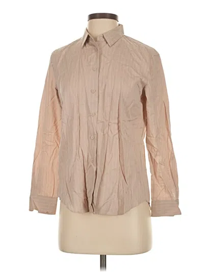Pre-owned Uniqlo Long Sleeve Button Down Shirt In Brown