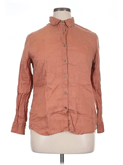 Pre-owned Uniqlo Long Sleeve Button Down Shirt In Brown