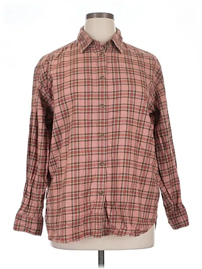 Pre-owned Uniqlo Long Sleeve Button Down Shirt In Brown