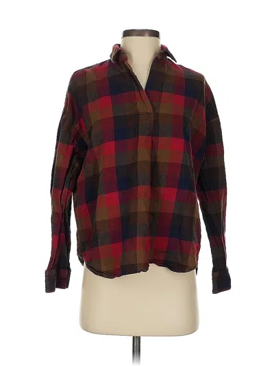 Pre-owned Uniqlo Long Sleeve Button Down Shirt In Burgundy