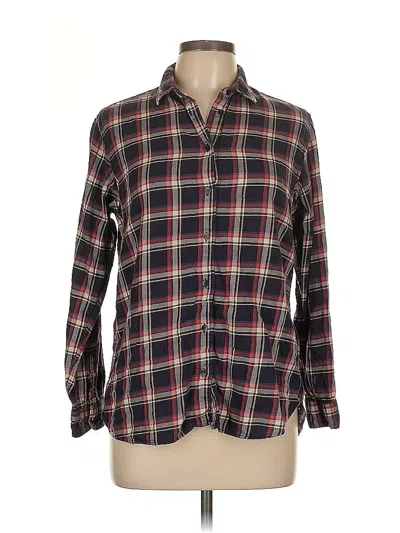 Pre-owned Uniqlo Long Sleeve Button Down Shirt In Burgundy
