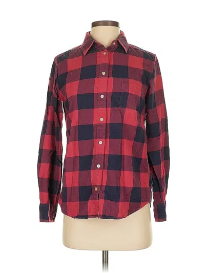 Pre-owned Uniqlo Long Sleeve Button Down Shirt In Burgundy