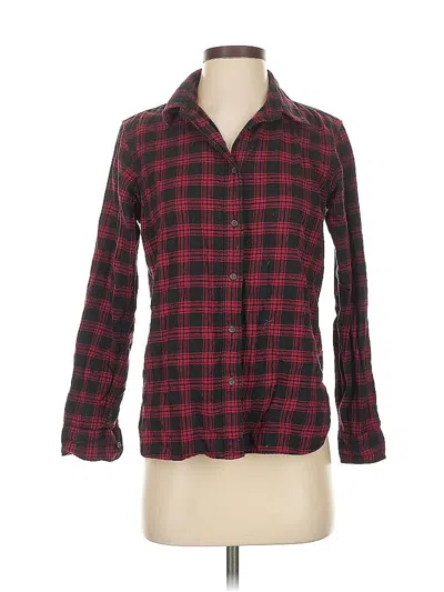 Pre-owned Uniqlo Long Sleeve Button Down Shirt In Burgundy