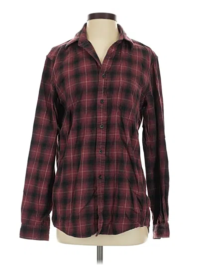 Pre-owned Uniqlo Long Sleeve Button Down Shirt In Burgundy