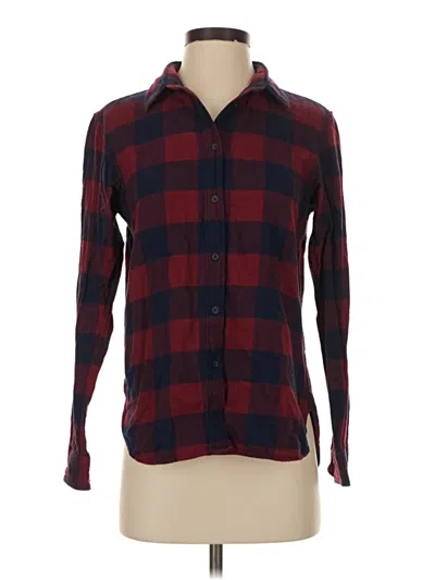Pre-owned Uniqlo Long Sleeve Button Down Shirt In Burgundy