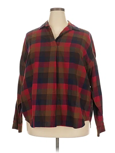 Pre-owned Uniqlo Long Sleeve Button Down Shirt In Burgundy