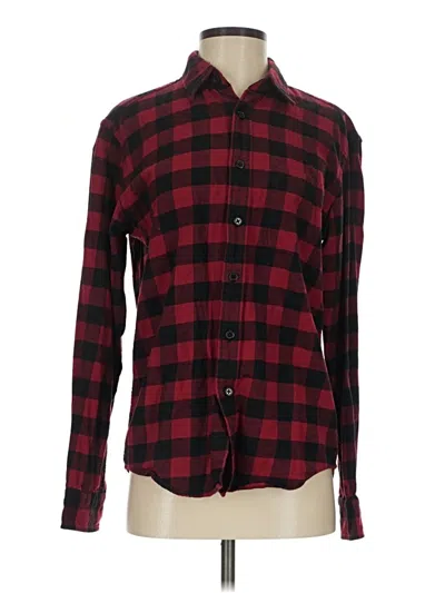 Pre-owned Uniqlo Long Sleeve Button Down Shirt In Burgundy