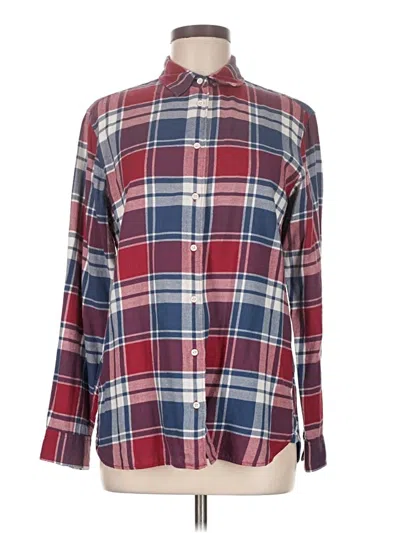 Pre-owned Uniqlo Long Sleeve Button Down Shirt In Burgundy