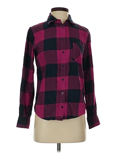 Pre-owned Uniqlo Long Sleeve Button Down Shirt In Burgundy
