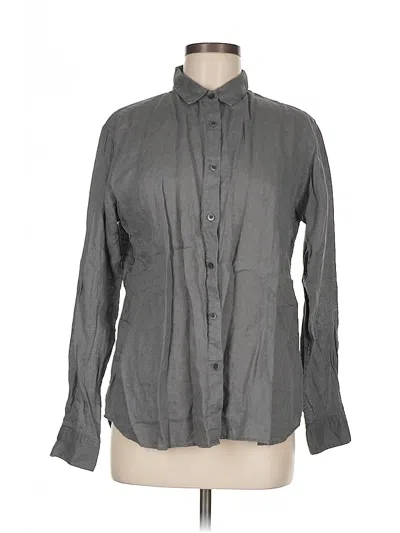 Pre-owned Uniqlo Long Sleeve Button Down Shirt In Gray