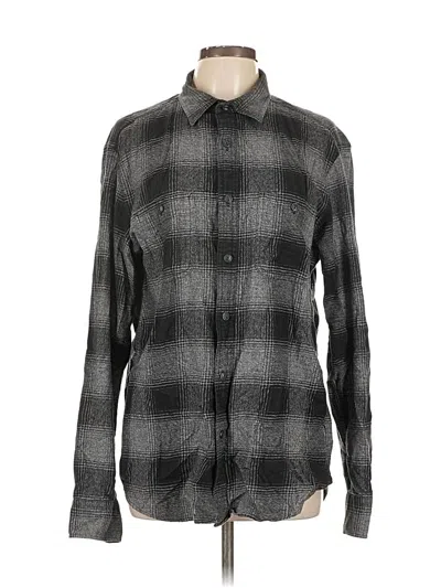 Pre-owned Uniqlo Long Sleeve Button Down Shirt In Gray