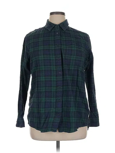 Pre-owned Uniqlo Long Sleeve Button Down Shirt In Green