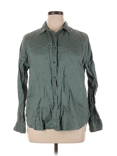 Pre-owned Uniqlo Long Sleeve Button Down Shirt In Green