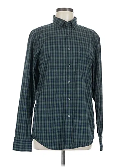Pre-owned Uniqlo Long Sleeve Button Down Shirt In Green