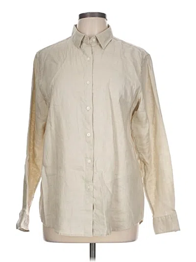 Pre-owned Uniqlo Long Sleeve Button Down Shirt In Ivory