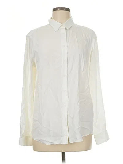 Pre-owned Uniqlo Long Sleeve Button Down Shirt In Ivory