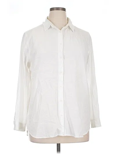 Pre-owned Uniqlo Long Sleeve Button Down Shirt In Ivory